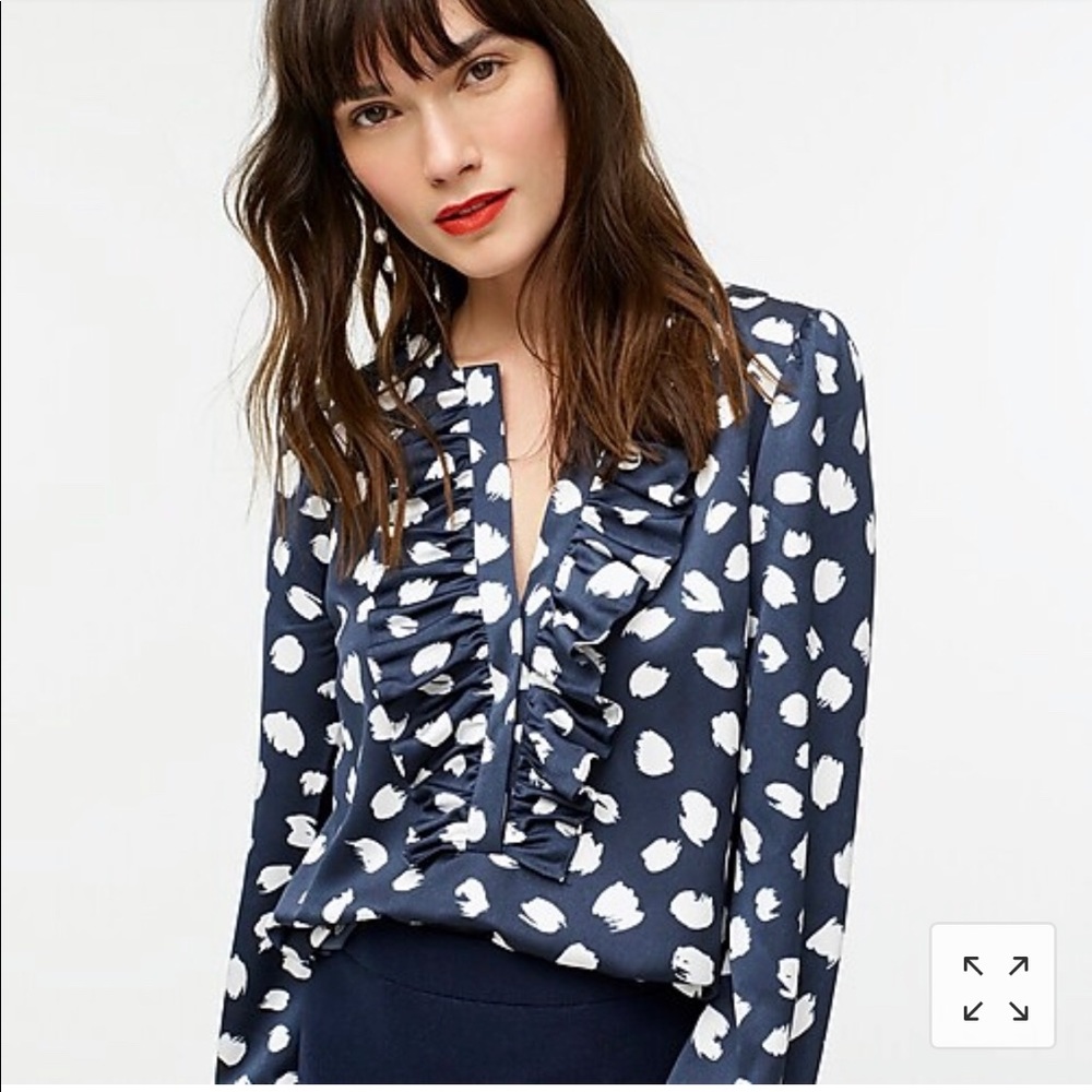 J Crew Long Sleeve Ruffle-Front Top (NWT!!)